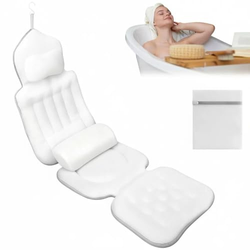 Coussin de Bain Complet, avec Soutien Lombaire, 4D, ventouses, Sac de Lavage