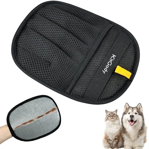 KitGody Upgraded Pet Hair Removal Glove, Five-Finger-Design(Black, 1-Pack) | Electrostatic Pet Hair Remover for Cats & Dogs, Reusable hair remover mitt for Furniture, Sofa, Carpet, Car Seat & Clothing