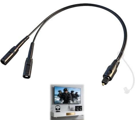 Optischer Audio Toslink Splitter 1 Eingang zu 2 Ausgängen oder 2 Eingänge zu 1 Ausgang - Optische Glasfaserkabel 1 männlich 2 weiblich, vergoldeter Stecker, kompatibel mit TV, Konsole, Soundbar