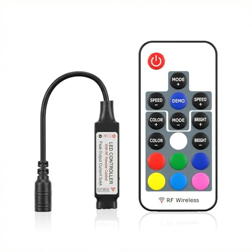 RGB LED Controller 12V 24V RF Fernbedienung, 4PIN LED Dimmer | Für RGB LED Streifen, 20 Farben, 22 Lichtmodi, Dimmbar mit Speicherfunktion