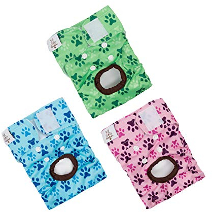 CuteBone 3 Stück Wiederverwendbare Hundewindeln, Hochsaugfähige Premium-Windeln für Hündchen, Umweltfreundliche Damenbinden Höschen für weibliche Haustiere D06S-DE