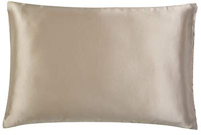 Mommesilk Kissenbezug Seide 19 Momme 100% Seiden Maulbeerseide Luxus Kopfkissenbezug Haar- und Hautpflege mit Hotelverschluss 1 Stück Taupe 40x80