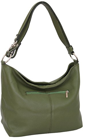 AMBRA Moda Damen Leder Handtasche Schultertasche Umhängetasche Hobo bag GL005 (Armee Grün)