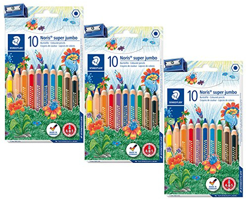 Staedtler 129 NC10 Noris Club Super Jumbo Buntstifte, 3x 10 Stück im Kartonetui