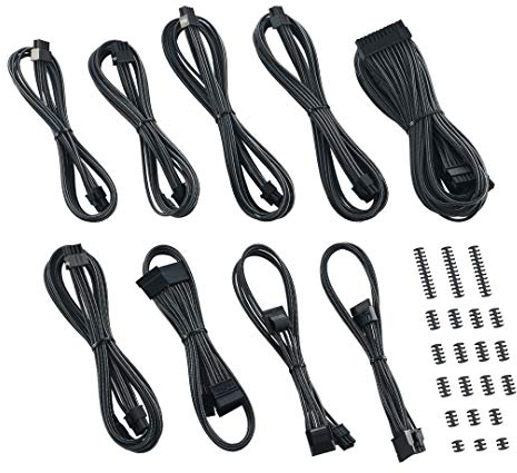 CableMod Classic ModMesh C-Serie Corsair RMi & RMX - Carbon PCI-e Kabel für High-end Gaming PCs, Workstations, Servers