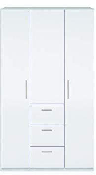 Dmora - Garde-robe 3 portes Providence, armoire de chambre à coucher, armoire avec tringle à vêtements et 3 étagères, 117x52h203 cm, blanc