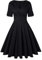 Women's Audrey Hepburn Vintage Style Rockabilly Swing Dress (Black,Size L)