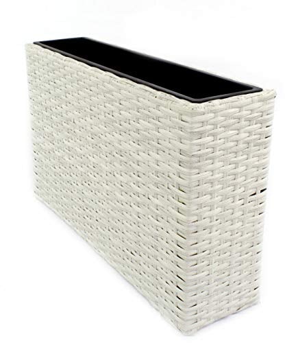 DARO DEKO Rattan Blumenkasten 83cm x 22cm x 50cm weiß
