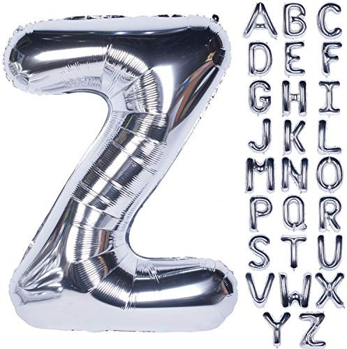 Große Mylar Folie Helium Brief Luftballons 40 Zoll Silber Luftballons Alphabet Buchstaben für Geburtstag Brautdusche Jubiläumsdekorationen(Letter Z)