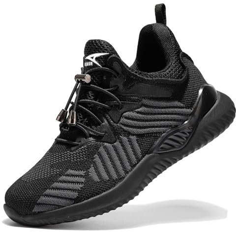ELAPHURUS Boys Trainers Running Shoes Athletic Sneakers, Black, 13 UK Child