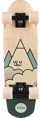 TITUS Cruisers-Complete Mountain TM 26, Natural-Creme-Green, 7.5, Holzboard aus 7 Schichten Ahornholz, Cruising, für Jugendliche und Erwachsene, Anfänger, Profis, Cruiser, Cruiserboard, Skate
