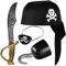 Balinco Piratenset 4-teilig für Kinder bestehend aus Schwarzem Piratenhut + Säbel + Augenklappe + Piratenhaken - Kostüm Set für Fasching/Karneval