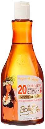 Soleil des Îles | Huile sèche - Bronzage et Protection - SPF 20 - Parfums Fleurs de Tiaré - Fabriqué en France
