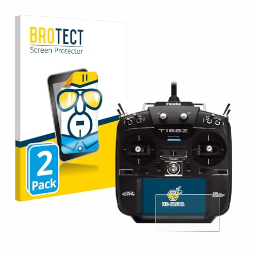 BROTECT Schutzfolie für Robbe Futaba T16IZ | 2 Stück Transparenter Displayschutz Made in Germany Klare Displayschutz-Folie Clear Einfache Montage Case-Friendly