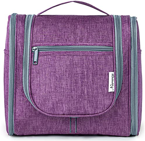 Narwey Groß Kulturbeutel Damen & Herren - Kulturtasche Zum Aufhängen, Kinder Kosmetiktasche - Waschtasche für Frauen & Mädchen (Lila (Groß))