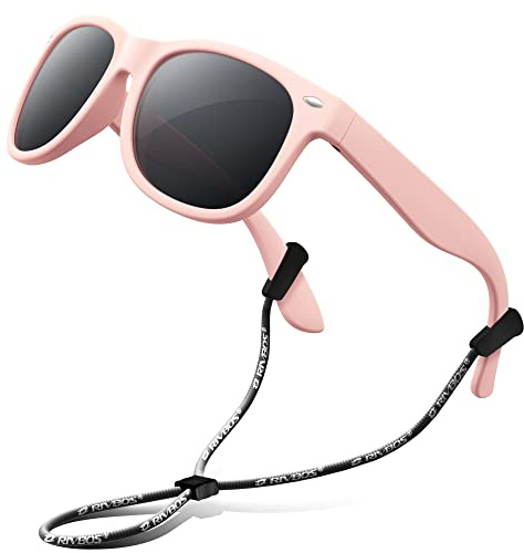 RIVBOS Kids Sunglasses Polarized UV400 TPE with Strap for Boys Girls RBK004