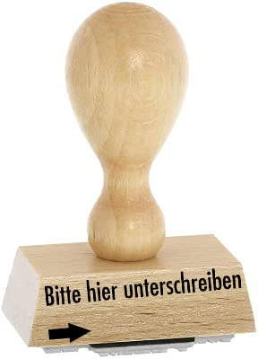 Lagerstempel/Lagertext – Bitte hier unterschreiben - von Kaufhaus2010 Buchenholzstempel – Lagertextstempel zur Kennzeichnung von Rechnungen und anderen Dokumenten 4 cm lang