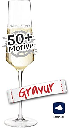 LEONARDO Sektglas mit Gravur personalisiert/Namen Text Motiv, Sekt-Glas graviert als Geschenk zum Geburtstag Jahrestag Hochzeit Verlobung Silvester Einweihung Richtfest (PUCCINI, 280 ml)