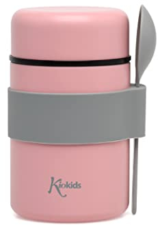 Kiokids Termo Acero Inoxidable 500ml Con Cuchara Rosa Para Papilla