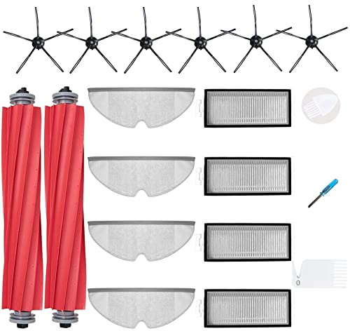 LOVECO Accesorio de repuesto compatible con Roborock Q7, Q7 Max, Q7 Max Plus, Q7 Maxv, Q7 Maxv Ultra, aspiradora robot, 2 cepillos principales, 4 filtros, 6 cepillos laterales, 4 paños de fregona