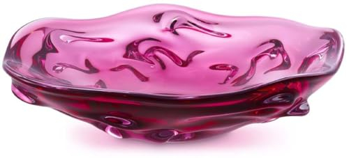 Casa Padrino Luxus Glasschale Rosa Ø 34 x H. 8 cm - Mundgeblasene Deko Glas Obstschale - Glas Deko Accessoirs - Luxus Kollektion