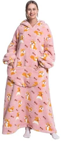 JULGIRL Oversized Blanket Hoodies for Women - Extra Long Wearable Blanket Hoodie, Super Warm Cozy Giant Hoodie Blanket Women, Thick Comfy Hooded Blanket with Sleeves and Big Pocket