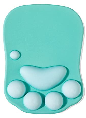 DOBAOJIA Mauspad mit Handgelenkstütze, Mauspad Katzenpfote, Ergonomische Mauspad, 3D Silikon Gel Mauspad, Mouse Pad, Mouse Mat, Rutschfester Boden, für Zuhause/Büro/Gaming, Grün
