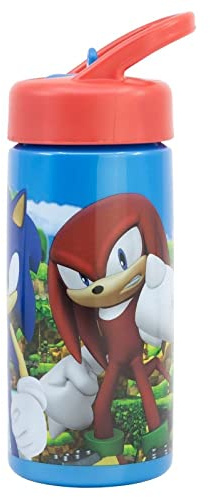 OM SUPPLIES Sonic Wiederverwendbare Trinkflasche, Trinkflasche mit integriertem Griff für einfaches Tragen in der Schule, Mittagessen, Kinder, 410 ml (Sonic)