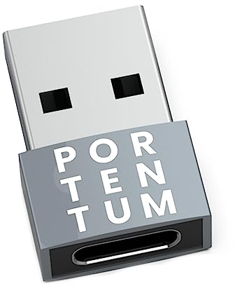 PORTENTUM USB auf USB C Adapter – 480 MB Geschwindigkeit – Premium-Zink ermöglicht mit hoher Hitzebeständigkeit – Adapter USB auf USB C mit nur 4 Gramm., USB C TO USB ADAPTOR 480MB