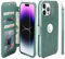 VANAVAGY iPhone 15 Pro Max Wallet Case, Leather Flip Folio Shockproof Phone Cover [Screen Protector Included][Support Wireless Charging][Wrist Strap]with RFID Blocking Card Holder, Forest green