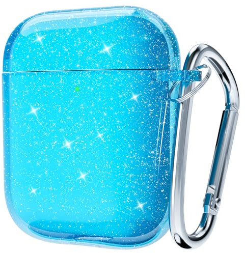 Svanove Custodia per AirPods trasparente glitterata, custodia trasparente per AirPods di seconda generazione, accessori in silicone morbido, in gel di gomma morbida, custodia per donne e ragazze,