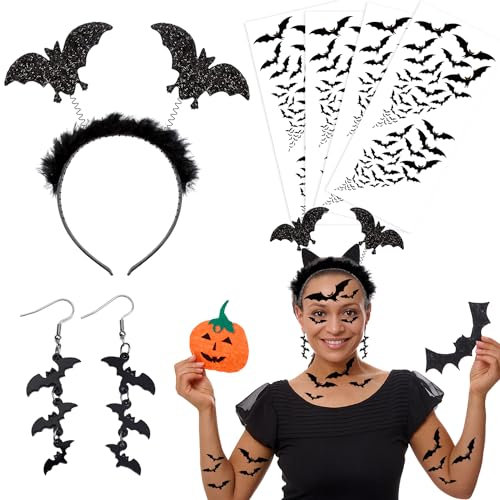 Dbuwqips 6 Pièces Serre-Têtes Chauve-Souris Halloween Araignée Serre-Tête Chauve Souris Serre Tête Convient pour Halloween Fête de Fin d'Année