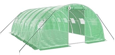 vidaXL Serre avec Cadre en Acier Vert 24 m² 6x4x2 m, polytunnel, Serre à Cadre Froid, Serre pour Tomate, Serre de Jardin, Serre pour Culture