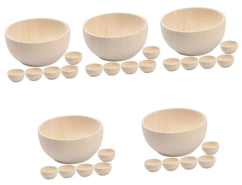 COHEALI 25 STK Holzschüssel Zutaten Schalen Unvollendetes Holzhandwerk DIY Holzschalen Unbemalte Holzfiguren Dekorative Holzschalen Puppe Aus Holz Mach Es Selbst Hölzern Kind Holzfarbe