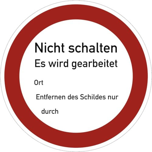 Dreifke® Aufkleber Nicht schalten Es wird gearbeitet, Textschild, Magnetfolie, Ø 200 mm