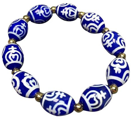 YHDONE Tibetisches Dzi-Achat-Armband mit blauer Kinnvase, Dzi-Perlenschnur, Armband mit Zertifikat für Damen und Herren, Jade-Armbänder für Herren, middle, Achat, Achat
