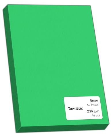 60 Stück, 230gsm - A4 Tonkarton Grün, Tonpapier Karton Bastelkarton Fotokarton Pappe