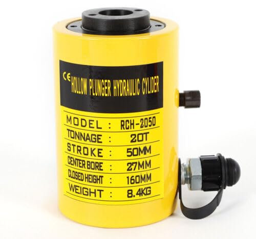 Konfiur Martinetto idraulico per timbri, Ø 28 mm, cilindro cavo 20T, cilindro a pistone, cilindro idraulico da 160 mm, sollevatore dritto, estrattore, foro idraulico, pompa dell'olio manuale