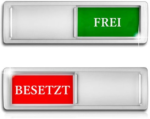 Luimode FREI-BESETZT Schild Schiebeschilder Klebeschild Toilette Schild Zeichen mit Schieber Festhaltemagneten Frei Besetztschild für Wartezimmer Besprechungsräume Raumstatus Raumschild Silver