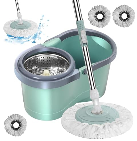 Generic Mocio rotante per la pulizia, mocio automatico con secchio, mocio per pulizia con strizzatore, per soggiorno, cucina, balcone, sala studio