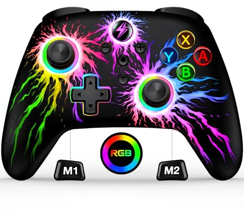 HELLCOOL Mando Pro para Nintendo Switch/Lite/OLED,Mando Inalámbrico con Luz RGB, Función Programable/Turbo/Despertar, Control Preciso, Vibración Doble Motor - Switch Controller con PC/Android/iOS