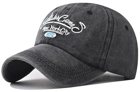 FVKTHNVS Dad Hat Unisex Herren Baseball Cap 5-Panel Design Baumwolle Mesh Cap New York City Stickerei, Schwarz , 58