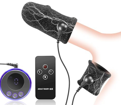 PQKuss Estim Penisringe, Elektro Schock 2 Stück Cockring Reizstromgeräte Elektrostimulation SM Sexspielzeug für Männer Paare Bondage Set mit Host und Penis-Elektroden-Ring