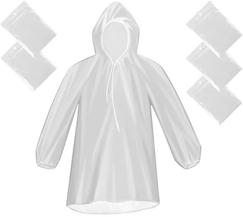 Jetking Regenponcho - Regencape Einmal für Damen und Herren 5 Stück Regen Ponchos - Einweg Regenponcho mit Kapuze Für Festival Wandern, Wandern, Radfahren,Camping, Konzerte