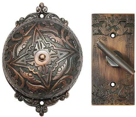 Akatva Vintage Twist Bell with Key Plate Longer Shaft– Victorian Home Twist Bell With Customized Shaft– Mechanical Doorbell for Home – Brass Twist Calling Bell – Finish – (Oil Rubbed Bronze Finish)