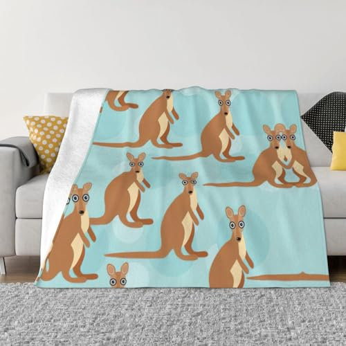 ERSDWRE Funny For Kangaroo Zoo Flanell-Bettdecke, Überwurf, Decke, leicht, gemütlich, für Zuhause, Bett, Sofa, Wohnheim, Büro, Reisen