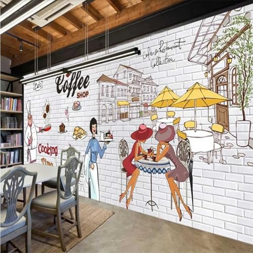 Kitquiver 3D Motif De Briques Blanches Papier Peint 3D Papier Peint Mural 3D Pour Restaurant Occidental, Photo Murale Pour Salon Et Chambre À Coucher 350x245cm