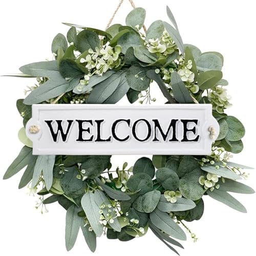 SUMTree 2 Pcs Heavy Duty Cast Iron Welcome Signs, Decorative Welcome Plaque, House Welcome Signs for Outside door, Entrance, Porch of Home, Office or Store, 21 * 5.5 * 0.2cm, White