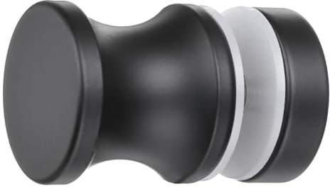 sourcing map Glass Door Handles, Round Sliding Shower Doors Knob Single Side Pull Handles with Screw Hardware Replacement Parts for 6-18mm Bathroom Glass Door(Black,Umbrella Type)