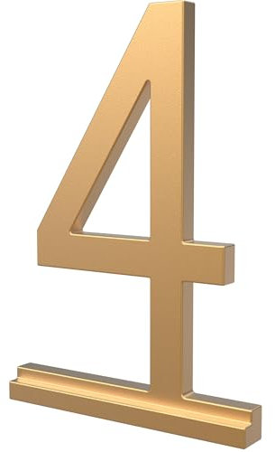 Franklin Brass Derby (1-Pack) 4 Modern Metal House Numbers for Customized System in Satin Gold | Outside Number Plaque | Rust-resistant, Personalized Address Sign